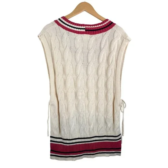 Free People Coastal prep Poncho oversized vest preppy sz‎ OS - Picture 3 of 7